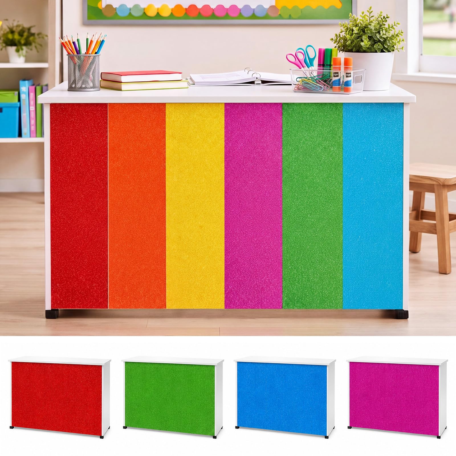 Janlaugh Pinnwand-Papierrollen, bunt, glitzernd, goldfarben, orange, lila, rot, blau, grün, lichtbeständig, große farbige Bastelpapiere für Klassenzimmer-Dekoration, 48,3 x 10,2 m, 6 Stück