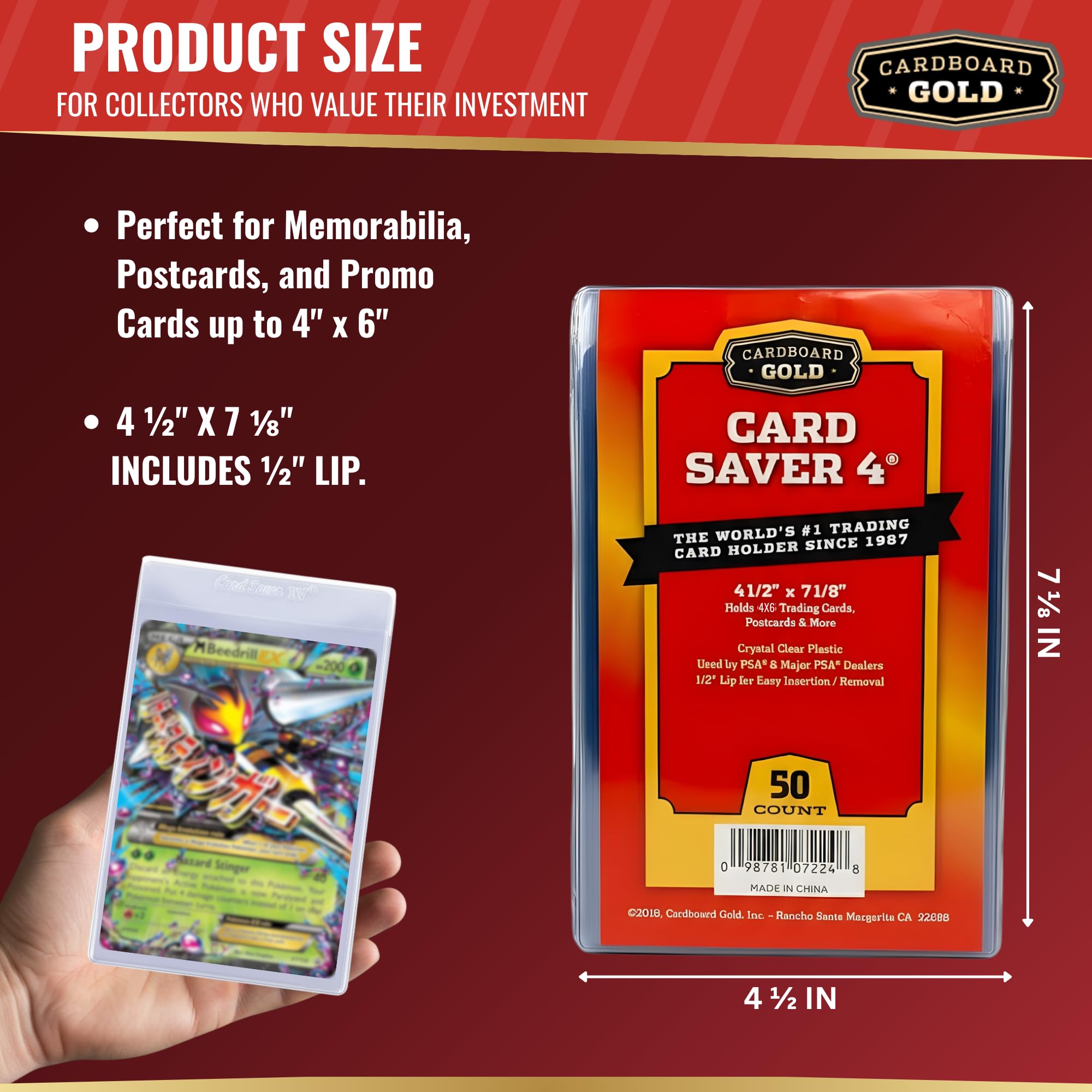 Amazon.com: Cardboard Gold Card Saver 4 - 50ct Semi-Rigid Card