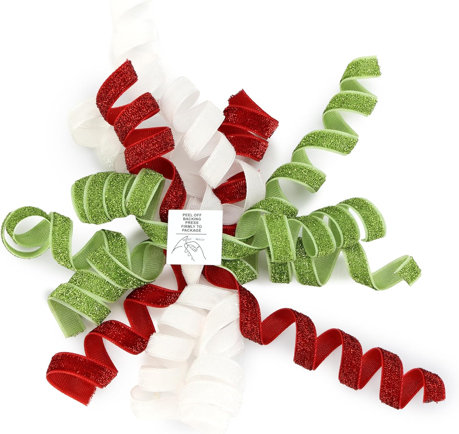6" Metallic Glitter Red and Lime Green Self Adhesive Curly Ribbon Gift Wrap Bows for Christmas, Holiday, Birthday, Wedding, Presents, Party Favors Decorations 6-Count - Image 9