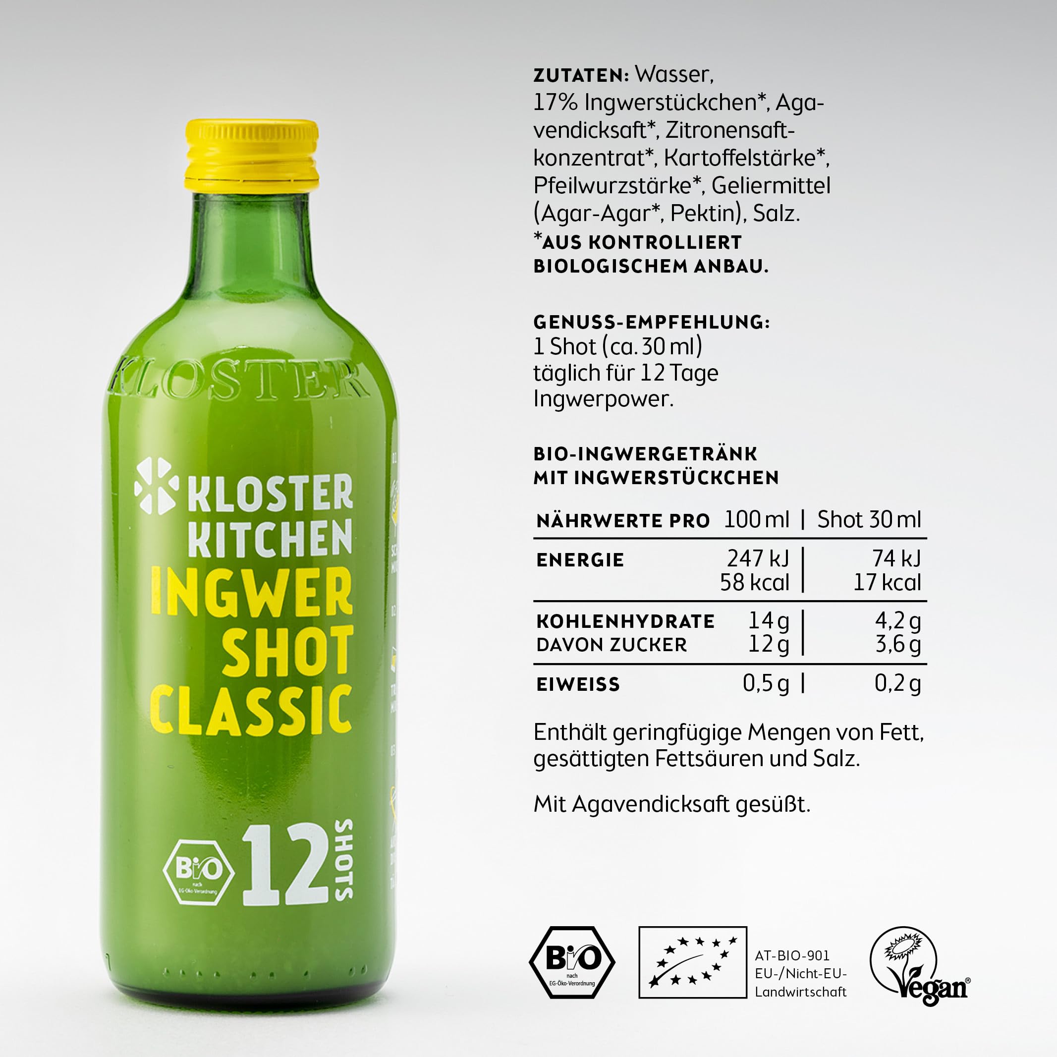 Kloster Kitchen Organiczny zestaw degustacyjny imbiru + 6 x 30 ml z autentycznymi kawałkami, zestaw prezentowy imbirowy, wegański
