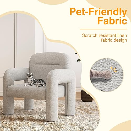 Miniatura 3 de LSSPAID Sillas decorativas, sillones tapizados de tela de línea moderna, cómoda silla de lectura para ocio, sillón individual esponjoso para sala de