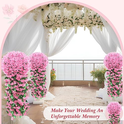 Miniatura 5 de Yuxung Paquete de 10 flores colgantes artificiales, plantas colgantes falsas, hiedra violeta, plantas colgantes falsas para pared, hogar, patio,