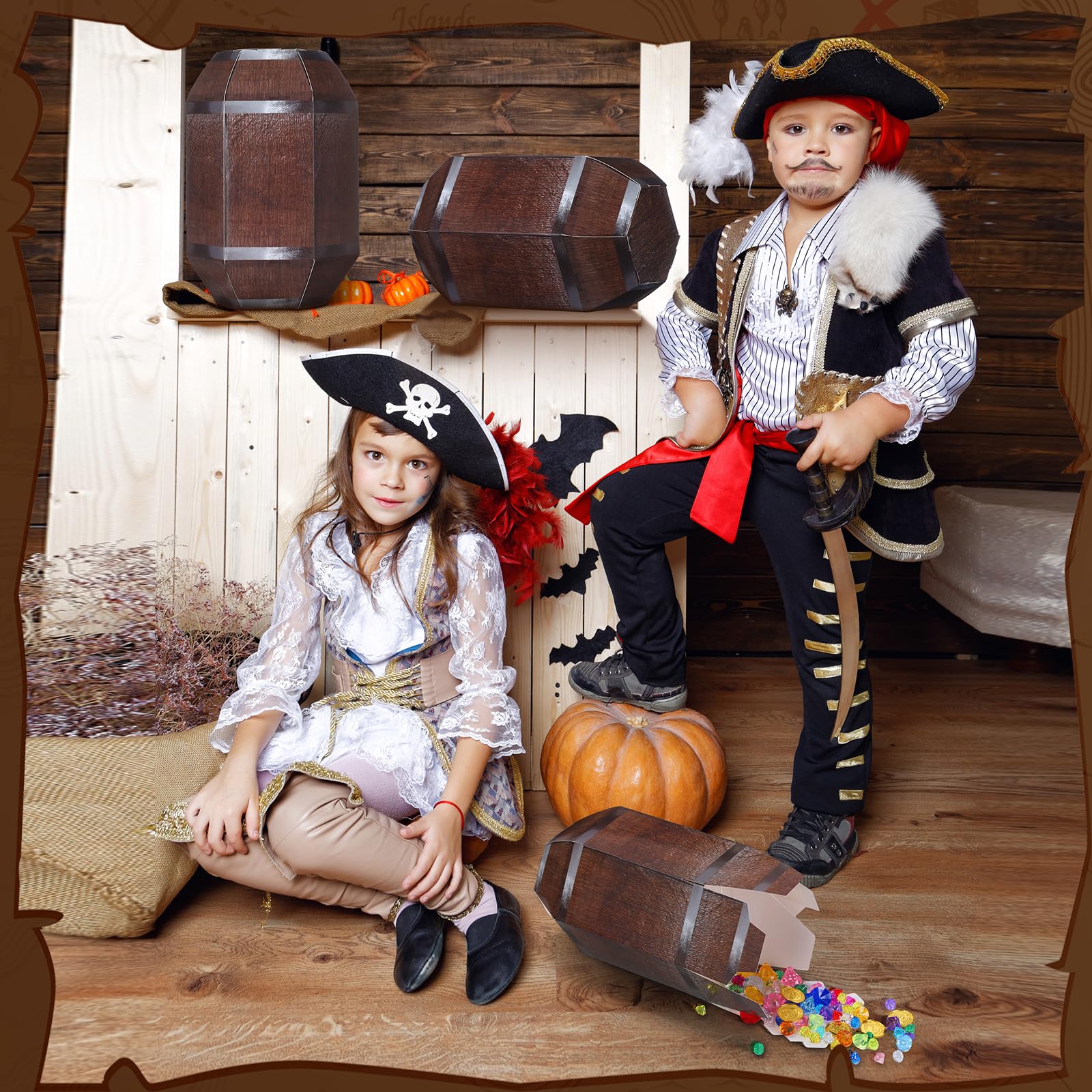 Kit Fête Pirate 36 Pièces – Chapeaux, Épées Gonflables, Bandreaux, Fausses Barbes – Idéal Anniversaire, Carnaval, Halloween