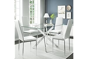 Mesa de comedor de cocina rectangular de 5 piezas con 4 sillas para apartamento