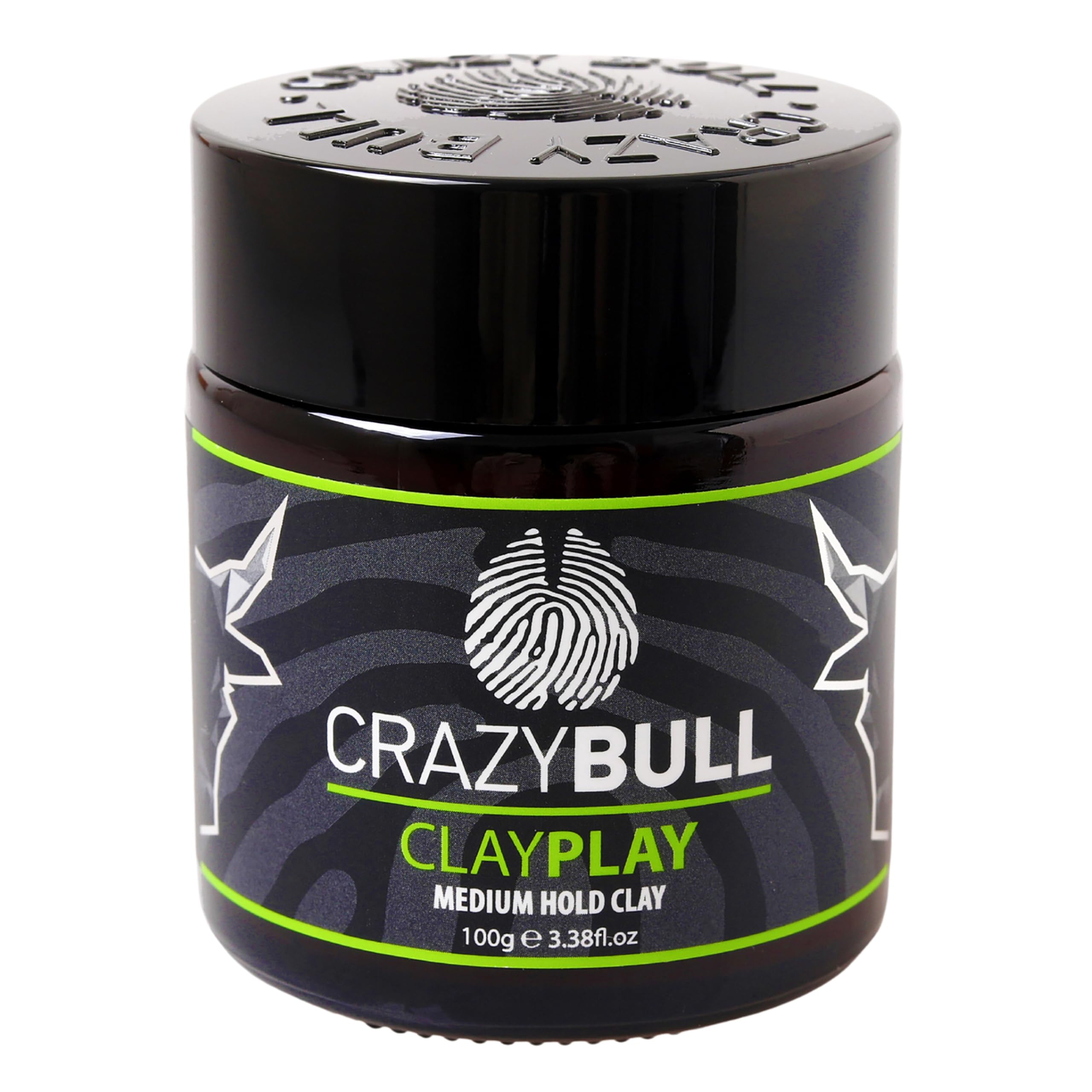 Crazy Bull Clay Play Hair Styler - Medium Hold Hair Clay with Low Shine, Semi-Matte Finish - Vegan, Water-Based Product with Bentonite Clay for Volumising, Defining, & Texturising - Sweet Apple Scent
