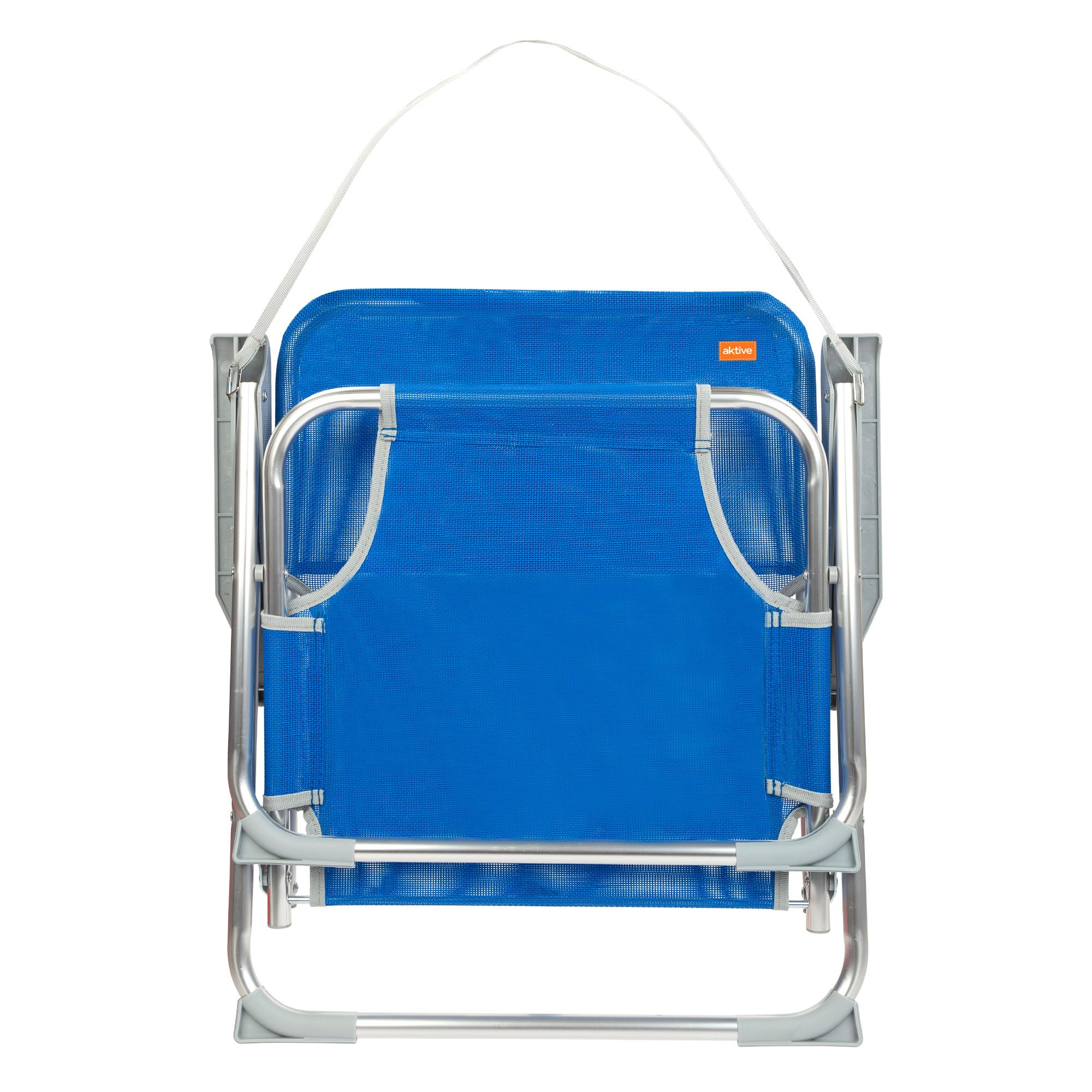 AKTIVE Confezione da 2 sedie da spiaggia pieghevoli, blu, in textilene e alluminio, schienale fisso, 44 x 40 x 72 cm, con maniglia a spalla e fermi antiribaltamento, massimo 100 kg, leggere e