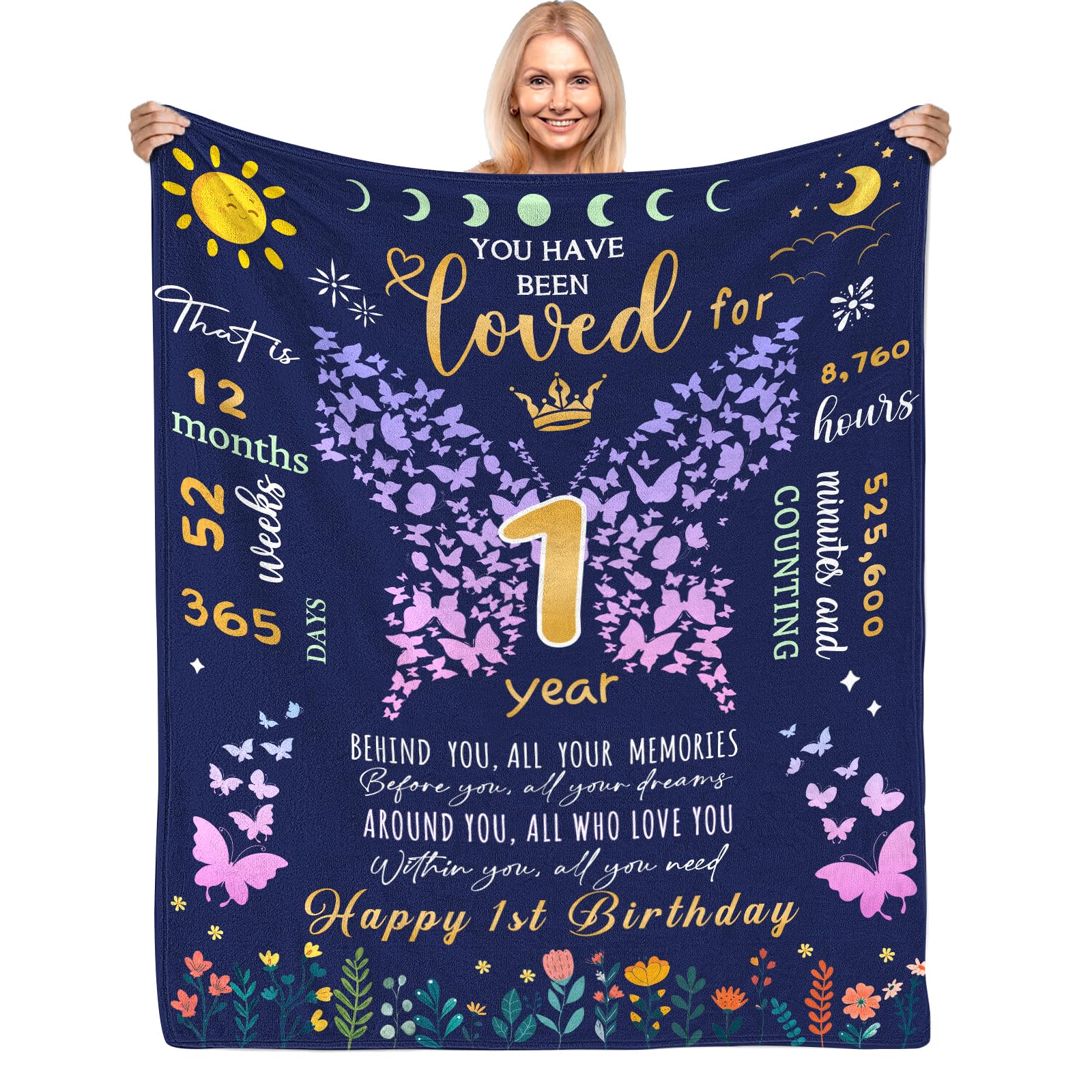 CIUGOIG 1 Year Old Girl Birthday Gifts Blanket, 50