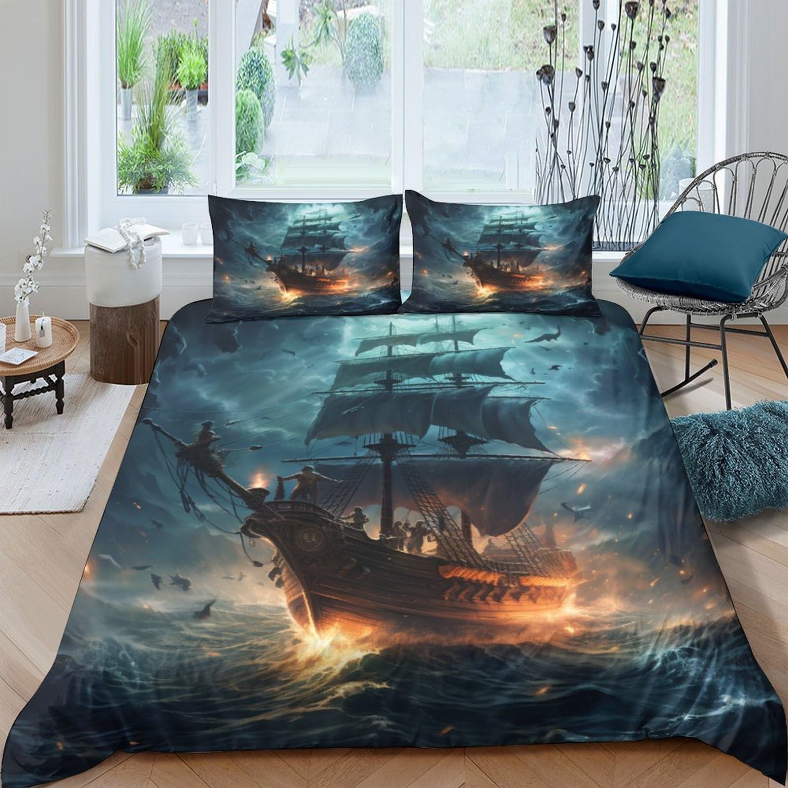 Parure de lit fermeture éclair dissimulée motif pirate microfibre lit enfant 200x200