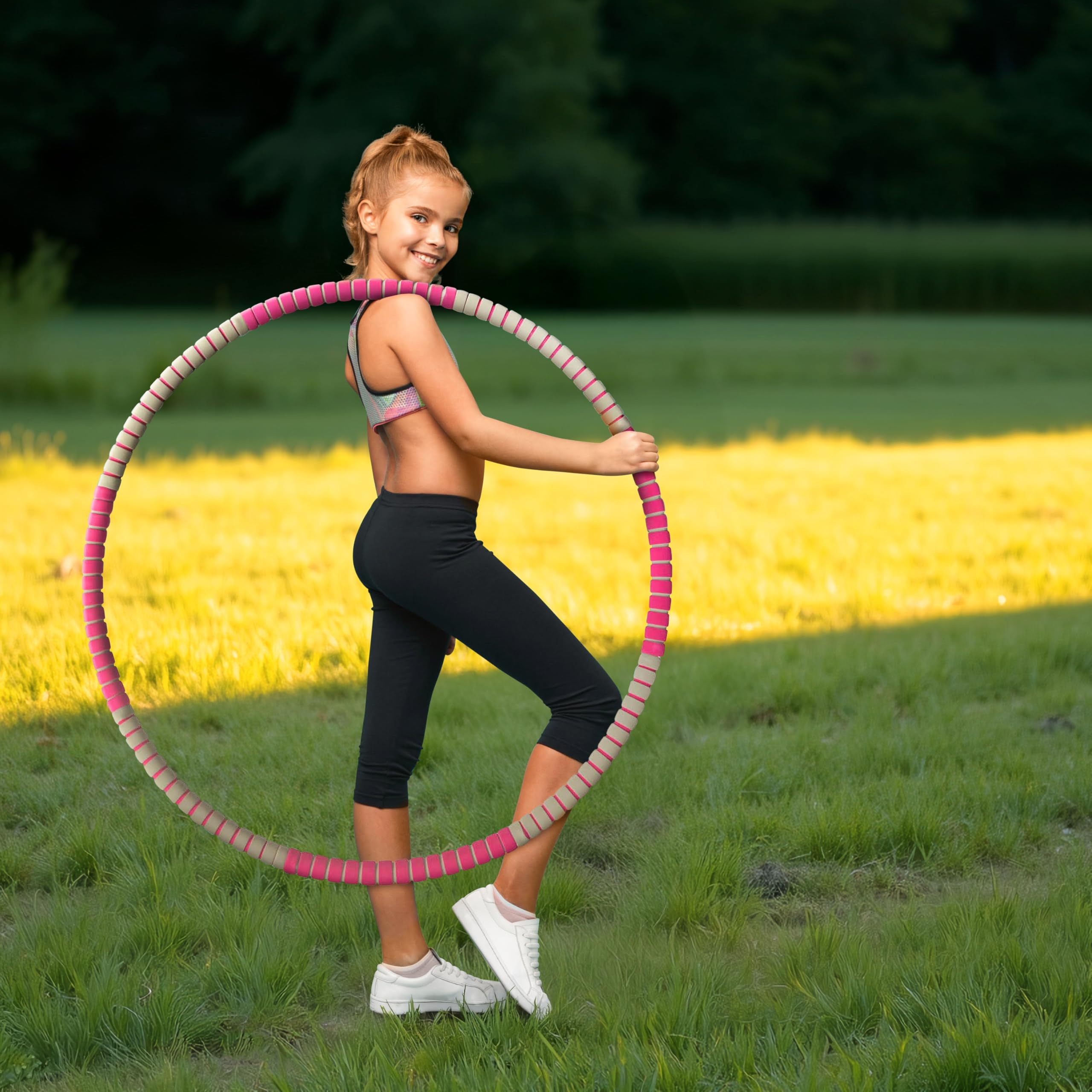 Hula Hoop Reifen Kinder ab 10 - Bruchfeste Edelstahlröhre mit weicher Schaumstoffpolsterung - Hochwertiger Hullahub Reifen für Kinder - 88cm Teenager Mädchen
