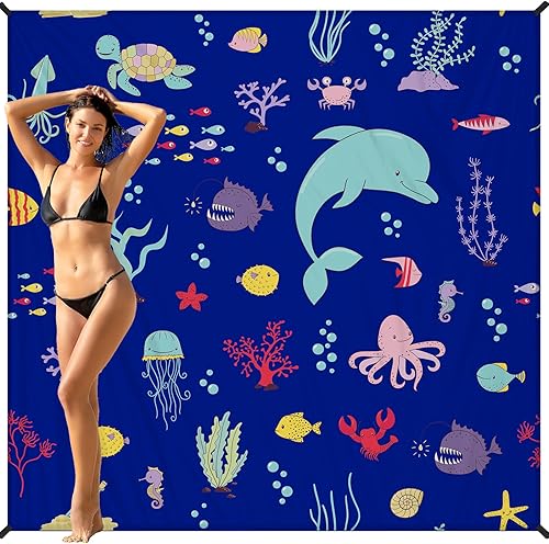 BYDOLL Manta de playa impermeable a prueba de arena, 78 x 81 pulgadas, 1-7 adultos, de gran tamaño, ligera, grande, manta de picnic impermeable a