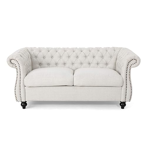 Christopher Knight Home Karen Traditional Chesterfield Loveseat Sofa, Beige and