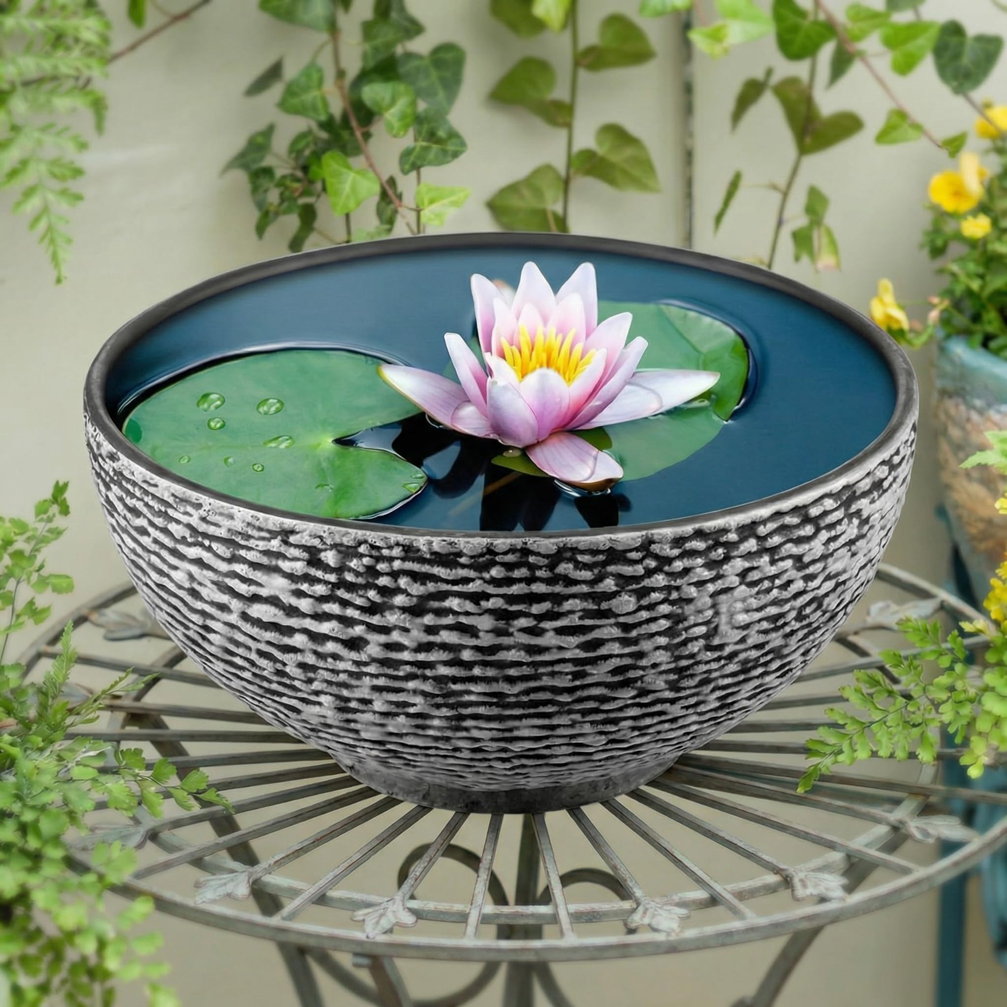 RimCereal Large Water Lily Planter Bowl 16 Inch