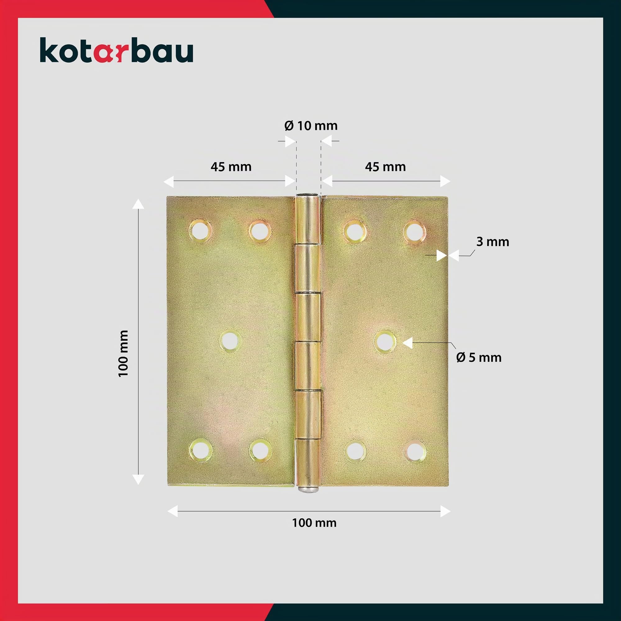KOTARBAU® Bisagras para puerta (10 unidades, 100 mm x 100 mm), color amarillo