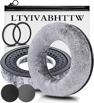Earpads Compatible with DT 770 Pro, DT 880 Pro, DT 990 Pro, DT 1770 Pro, MMX 300, DT 1990 Pro, DT 177X, T 90 Headphones Silver Grey Velour