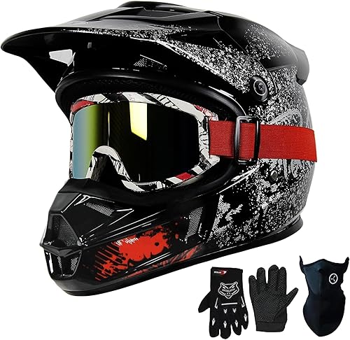 Casco de motocicleta de cara completa, certificado por DOT, casco de motocross juvenil para niños y niñas, para motocross, kart, moto de conducción