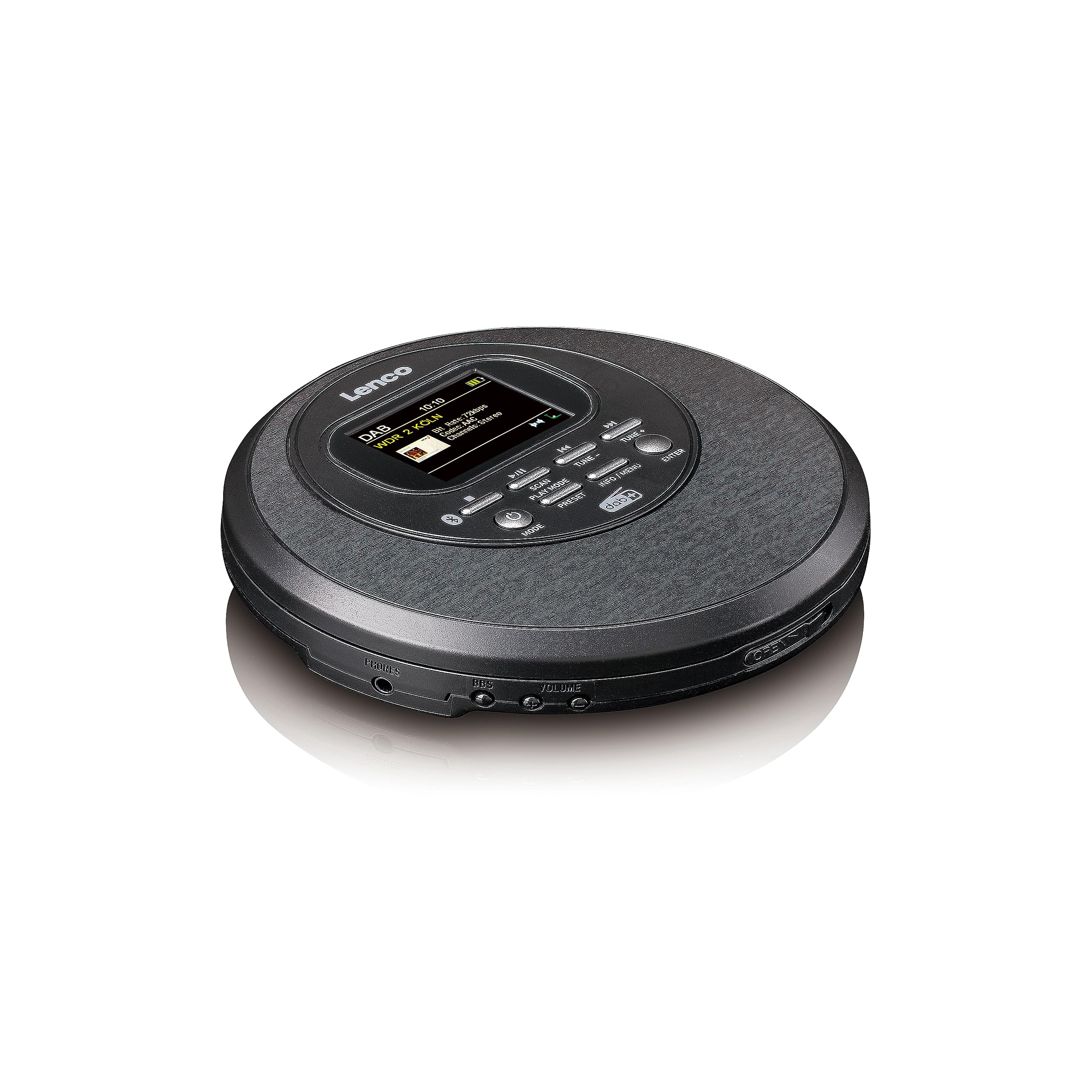 Lenco CD-500 Discman mit Bluetooth, DAB+, Anti-Shock & Akku + PBC-50 Etui mit integrierter 5000mAh Powerbank, USB-Ladefunktion, Micro-USB-Kabel & Schutz für unterwegs – Schwarz/Grau