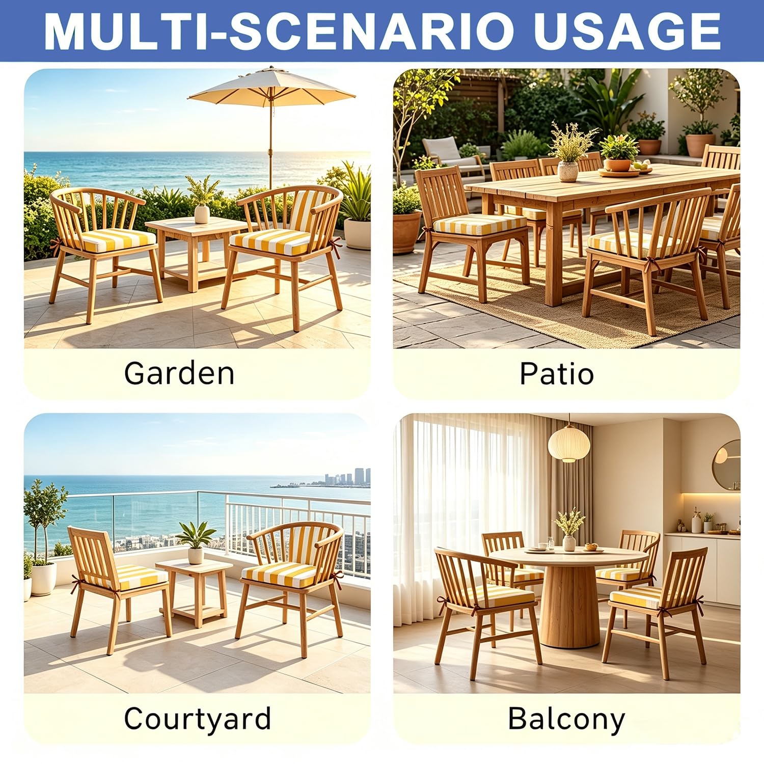 Impermeabile Cuscino da Seduta A Forma Di U Cuscino Per Sedia Con Lacci | 40x40/45×45/50x50cm Cuscini Sedie Antiscivolo Lavabile per Esterno Interni Giardino Patio Casa(Verde,45x45x8cm)