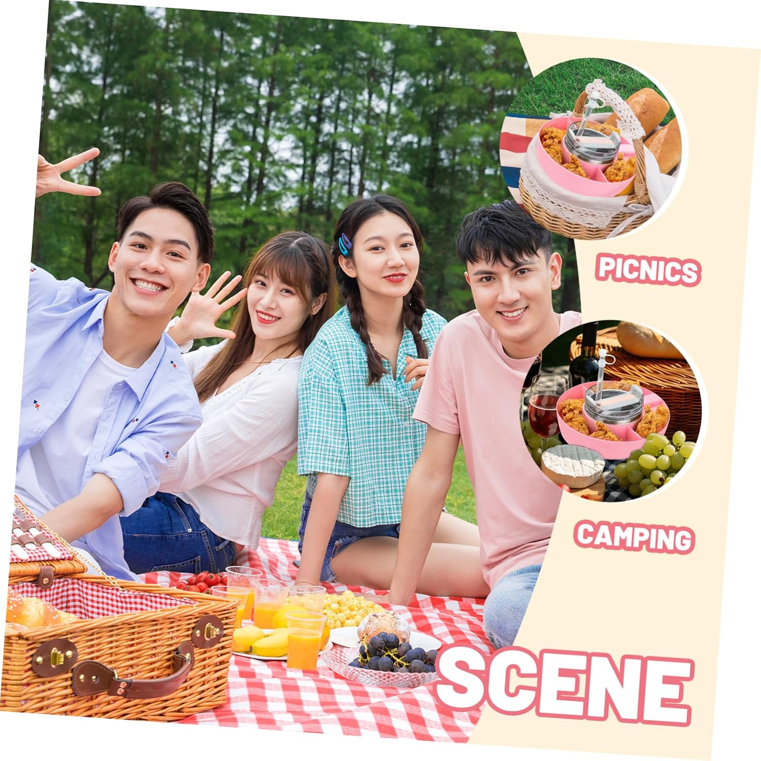 Ciieeo Pink Plastic Snack Cup Holder Accessory for Picnics and Competitions