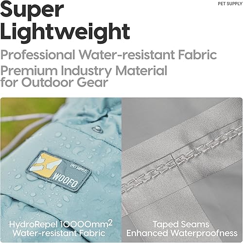 Miniatura 5 de WOOFO Chubasquero para perro, chaqueta impermeable para perros para climas húmedos, diseño de envoltura completa, ajustable y fácil de usar con
