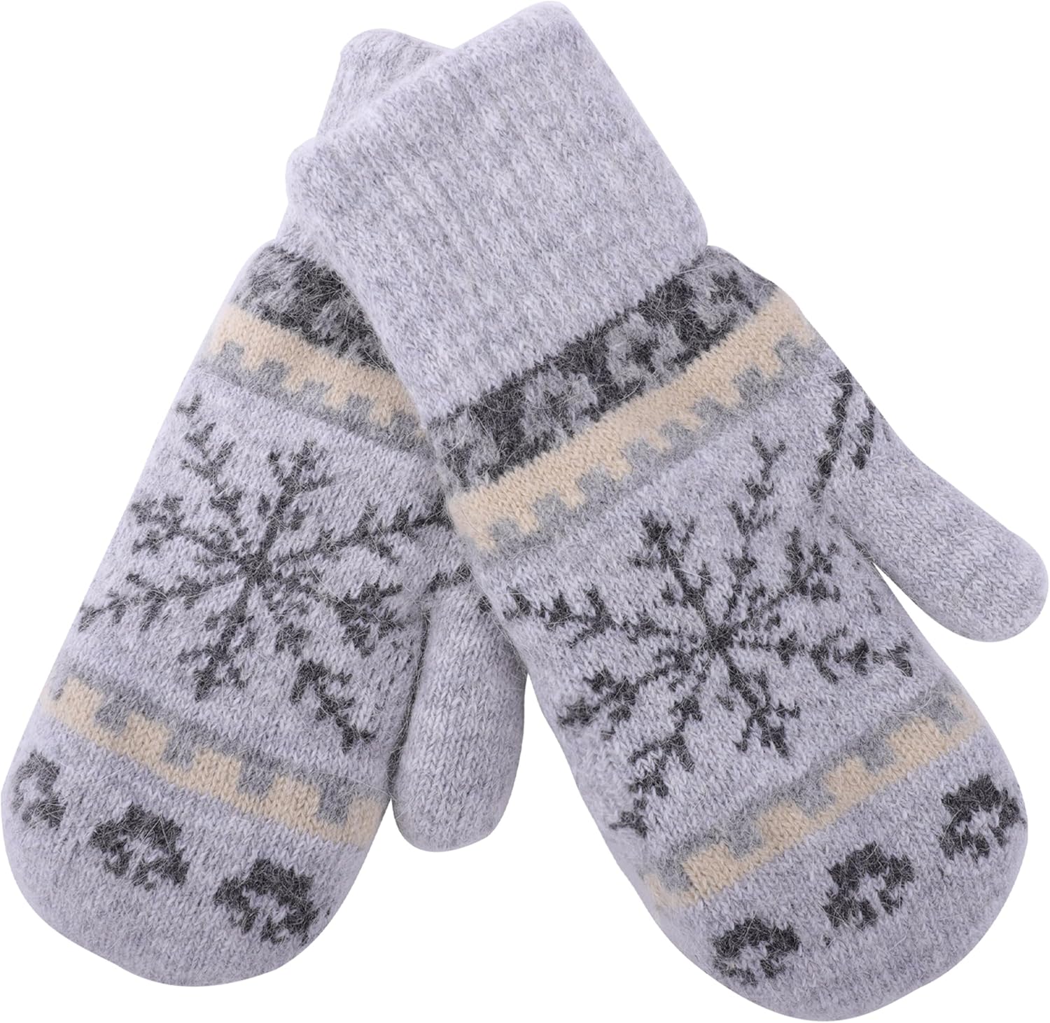 Winter Warm Mittens for Women Men - Soft-Double Layer-Snowflake Cold Weather Stretch Thick Lining Knitted Gloves - Image 5