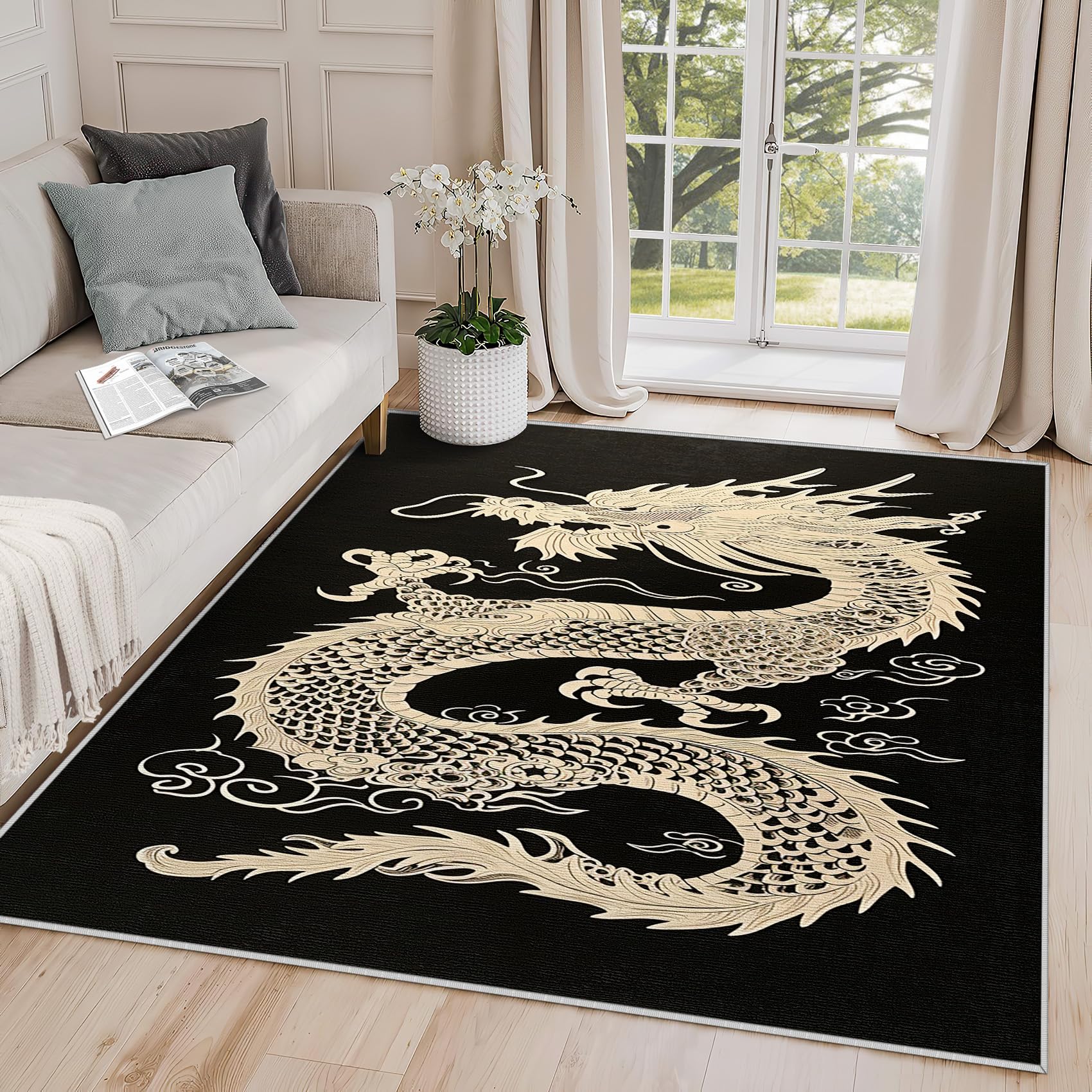 Amazon.com: Yoozitrees 4x5 Rug, Japanese Dragon Rug, Chinese