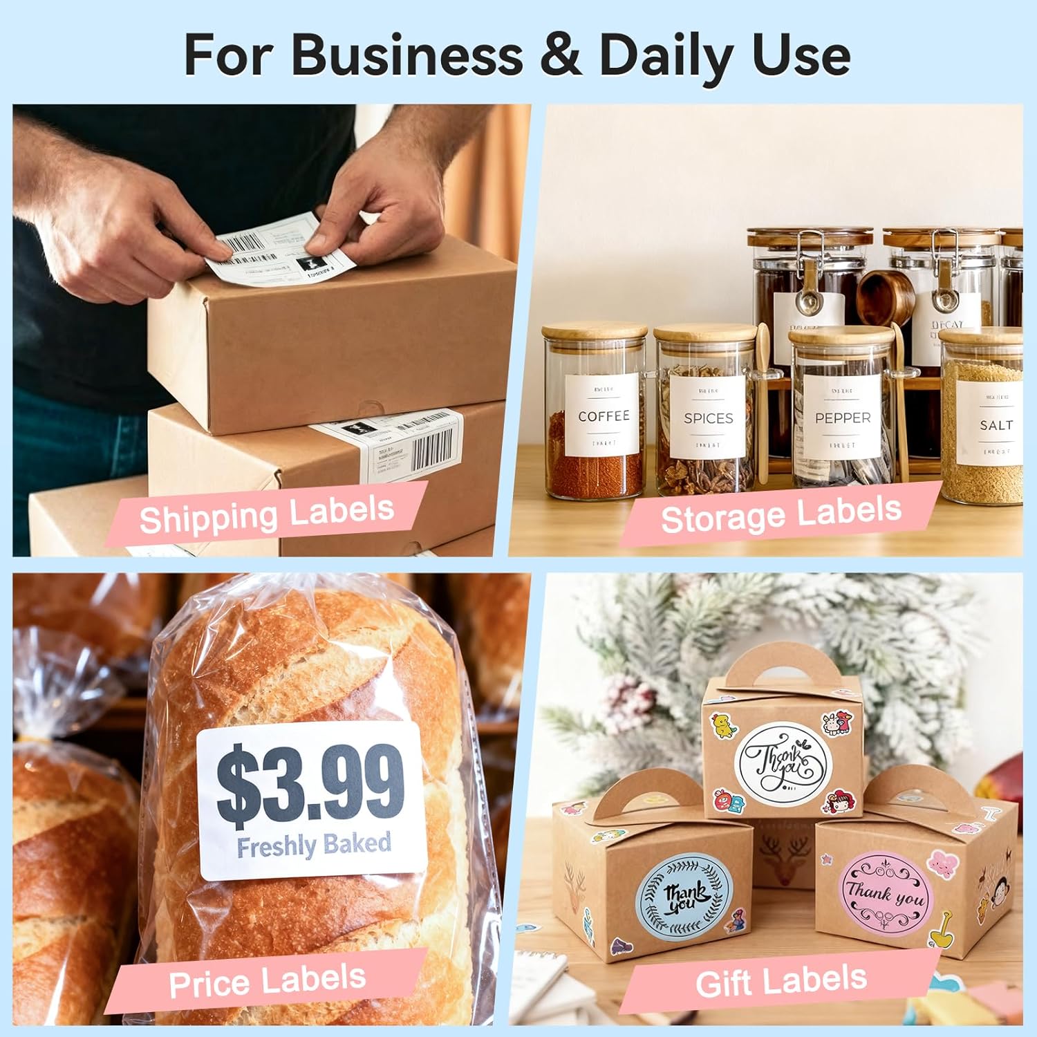 Bluetooth Thermal Label Printer, Wireless 4x6 Shipping Label Printer for Small Business & Shipping Packages, Support iPhone, Android, Windows, macOS, Work for Amazon, Shopify, Etsy, USPS