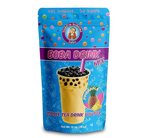 Mezcla de bebida en polvo con forma de boba y té de burbujas de piña por Buddha Bubbles Boba (10 onzas  9.98 oz)