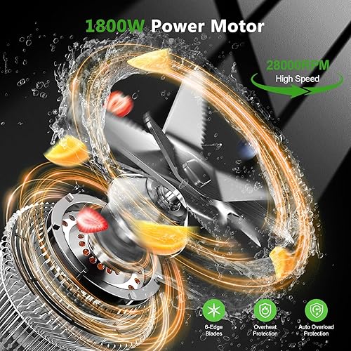 Miniatura 3 de Licuadora para batidos con motor de 1800 W, potentes licuadoras de encimera para cocina, 70 onzas, gran capacidad, licuadora y molinillo combinado