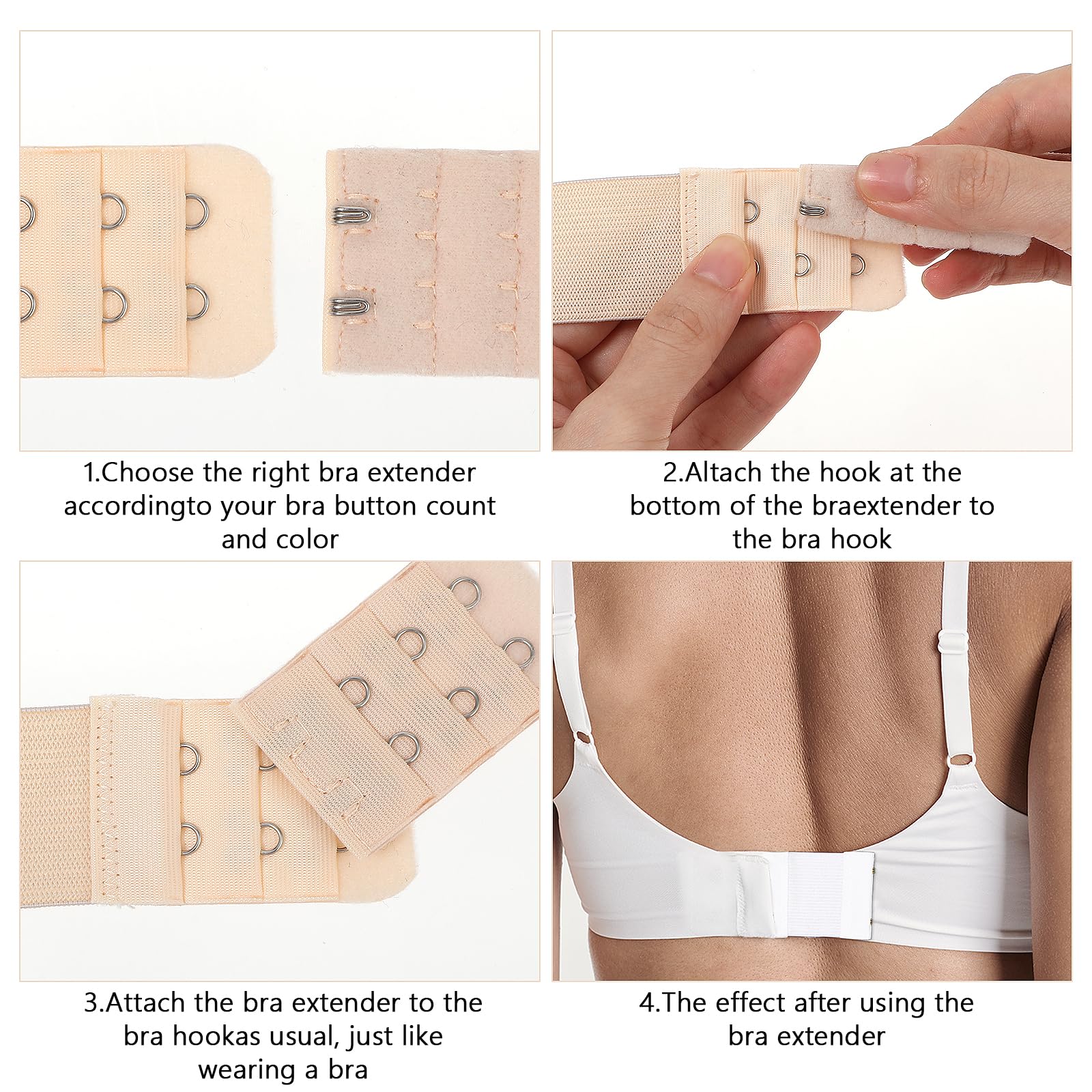 Ouligay 6 Stück Damen BH Verlängerung 2 Haken, BH Erweiterung 2 Haken, Stretch BH Verschluss Verlängerung, Bra Extender 2 Hook, Weich Elastische BH Verlängerungsgurt Schwangerschafts Zubehör