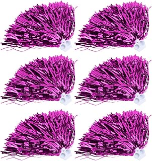 MOUMOUTEN Poms de Animadora, 6 Piezas, Anillo de Animadora líder, Pompones, Accesorios para Fiestas Deportivas, Baile, Baile, Pompones Deportivos, Pompones, Pompones (7 Colores)(Rosa roja)