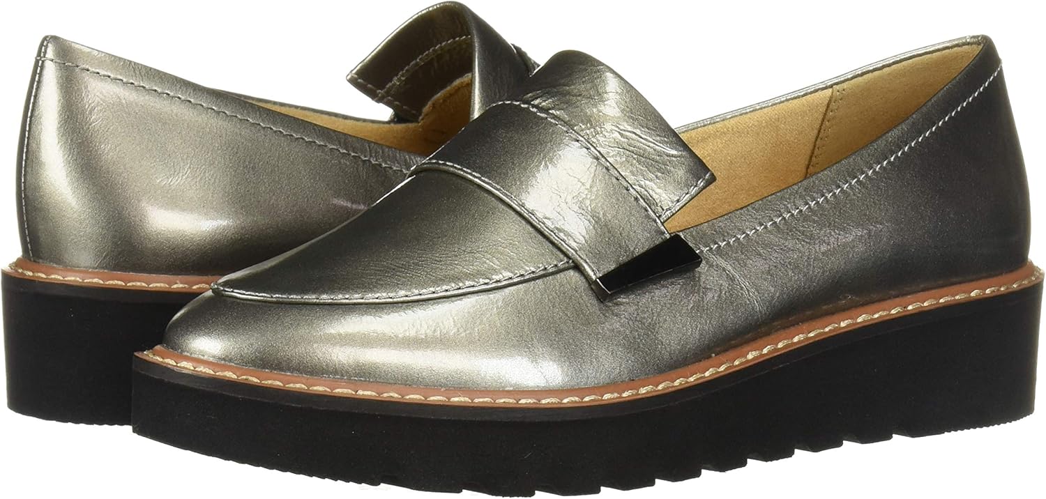 Naturalizer Womens Adaline Slip On Lightweight Platform Loafer 4 Pewter