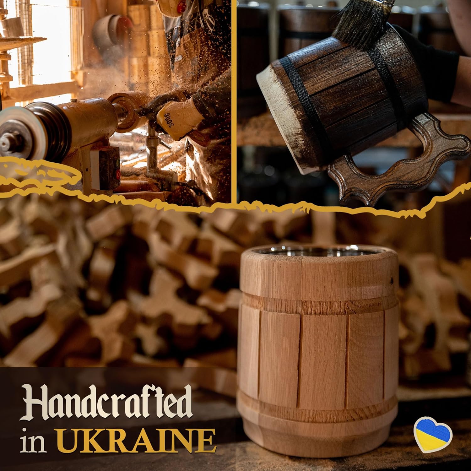 MFC Beer Mug 10 OZ - Coffee Mug - Beer stein - Wooden beer mug - Stainless Steel Cup - Handmade Gifts for Men - Fathers Day, Christmas or Birthday Gift Idea - Men Mug - Classic Brown - Image 6