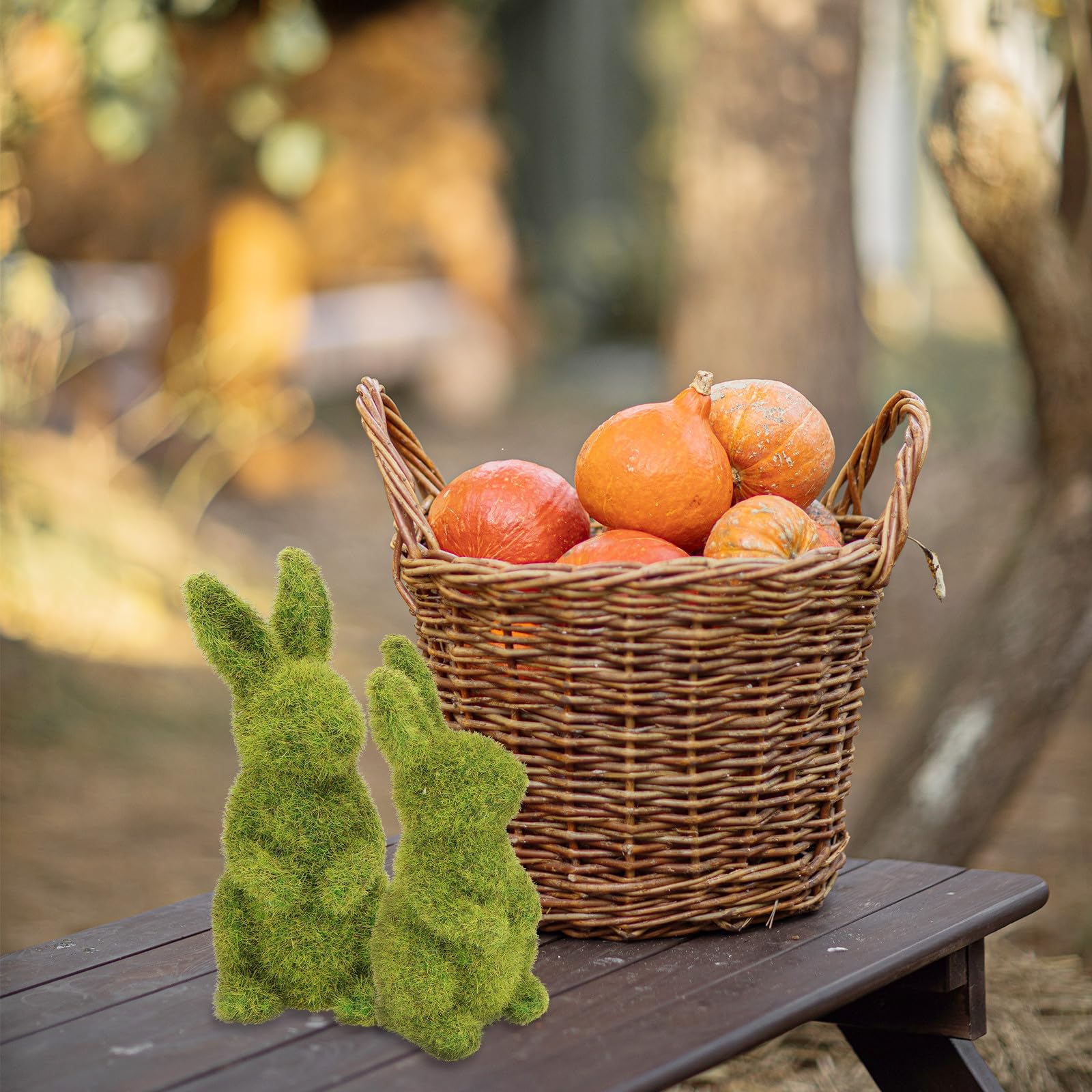 2 Stück Osterhasen Dekoration aus Flockigem Material für Garten und Wohnzimmer Grüne Kaninchenfiguren als Osterschmuck und Gartendeko