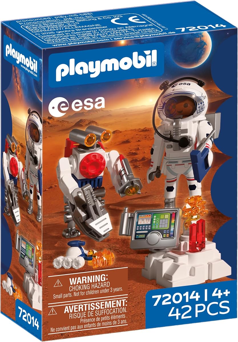 Space | ESA: Astronaut with Robot | with Mars Crawler, Analysis Station & 3 Rock Samples | Space Exploration in the Playroom Playset | for Children Aged 4+ | 72014
