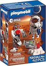 PLAYMOBIL ESA Space Astronaut with Robot | With Martian Explorer Vehicle, Analysis Station and 3 Rock Samples | Space Research | Fun for Children Ages 4 and Up | 72014