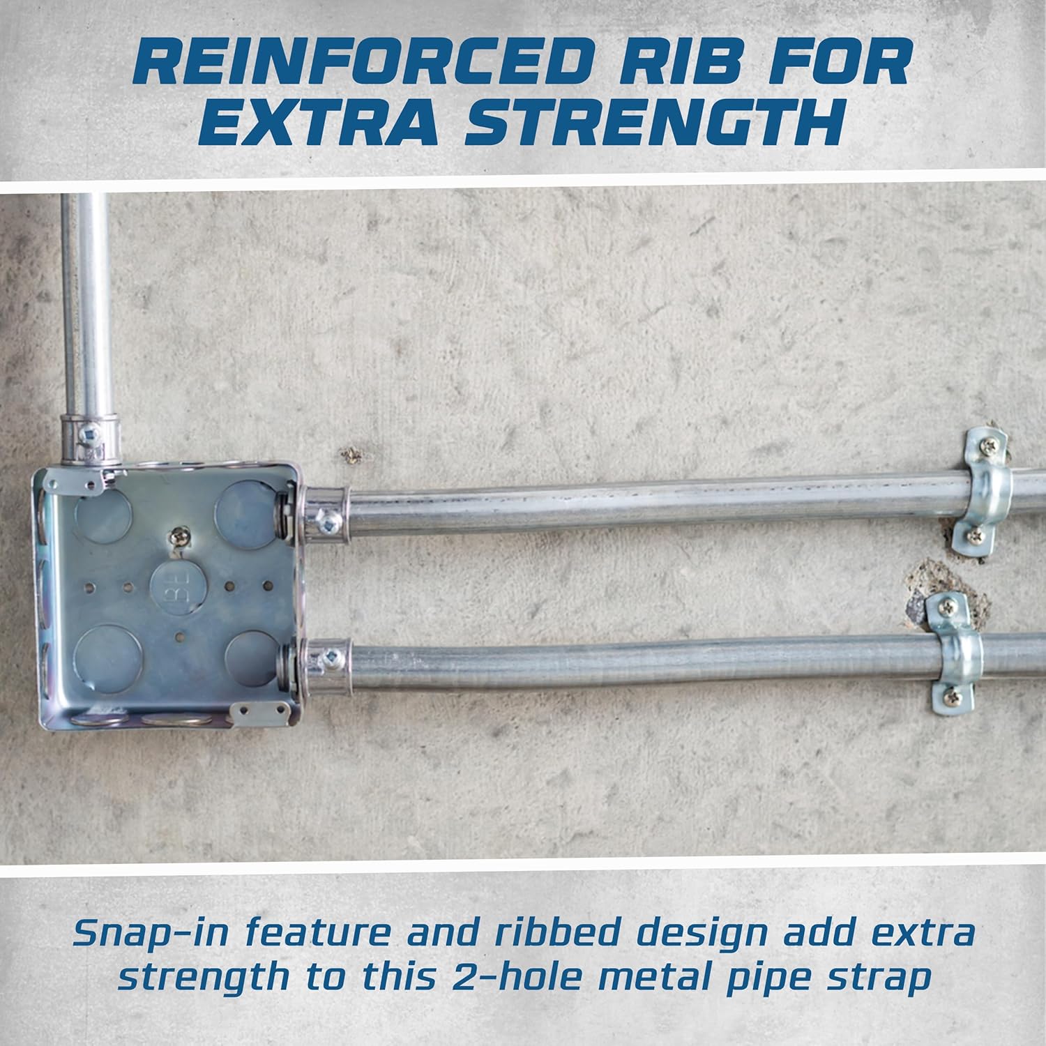 OHLECTRIC Heavy Duty Pipe Strap (20 Pack - 1½ Inch) Zinc Plated Conduit Clamps, 2 Hole Steel EMT Pipe Strap U Bracket, Zinc Coated Tension Tube Clip, Metal Pipe Clamp for EMT Conduits