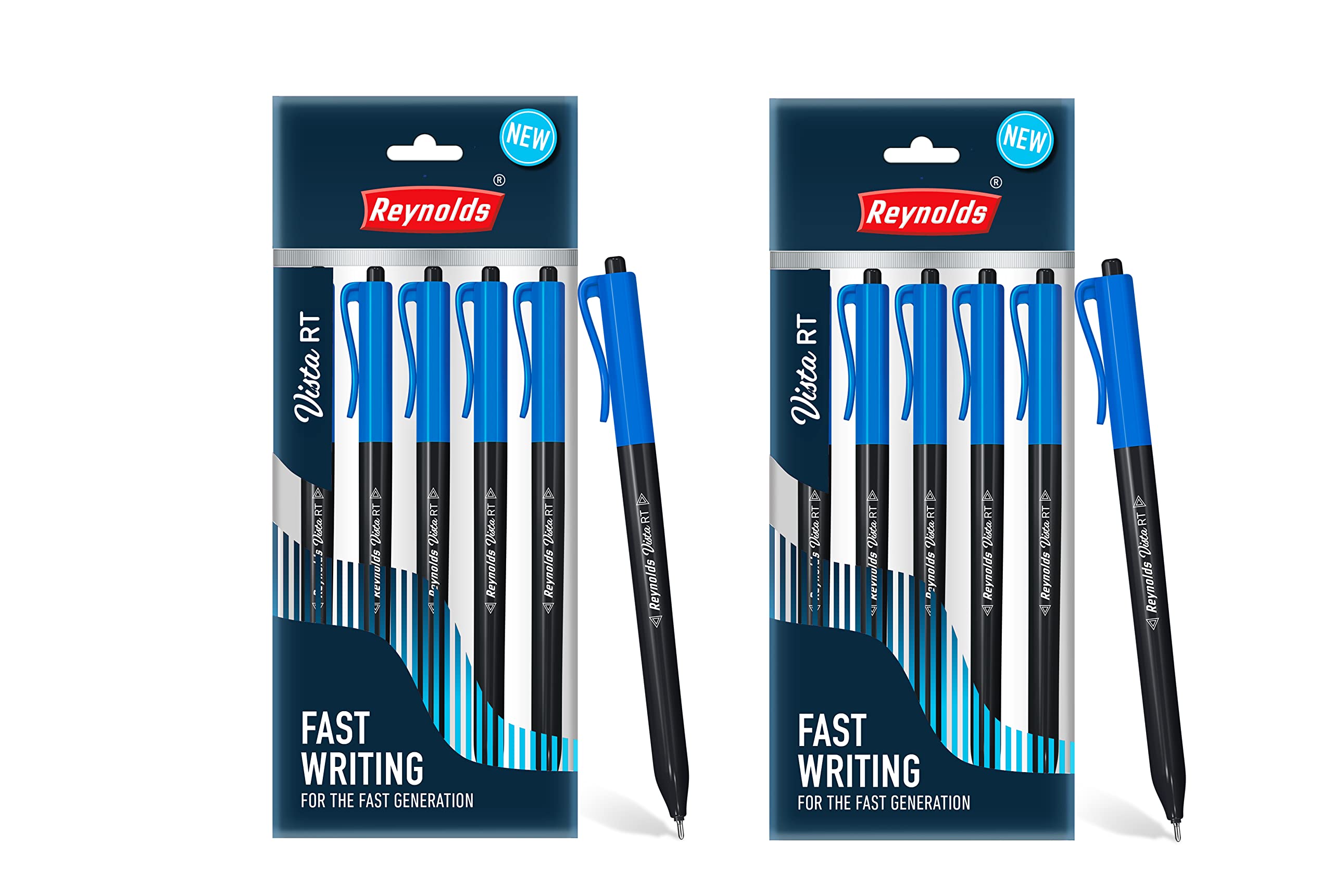 ReynoldsVISTA RT BP - BLUE (Pack of 10) | Lightweight Ball Pen With Comfortable Grip for Extra Smooth Writing I School and Office Stationery