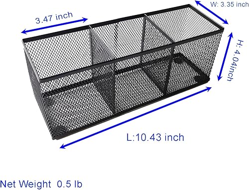 Miniatura 5 de Soporte para lápices, organizador de escritorio de malla metálica, 3 compartimentos para oficina, escuela, hogar, suministros o accesorios,
