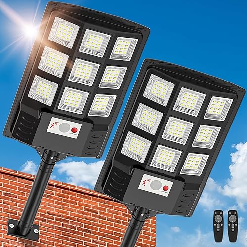 Luces solares para exteriores, IP66, impermeables, para exteriores, 6500 K, luz LED de seguridad del atardecer al amanecer con sensor de movimiento