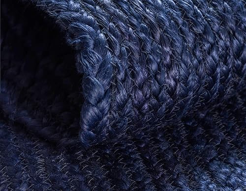 Miniatura 6 de Unique Loom Alfombra trenzada de la colección de yute - Dhaka (2' x 3' 1", rectangular, azul marino)
