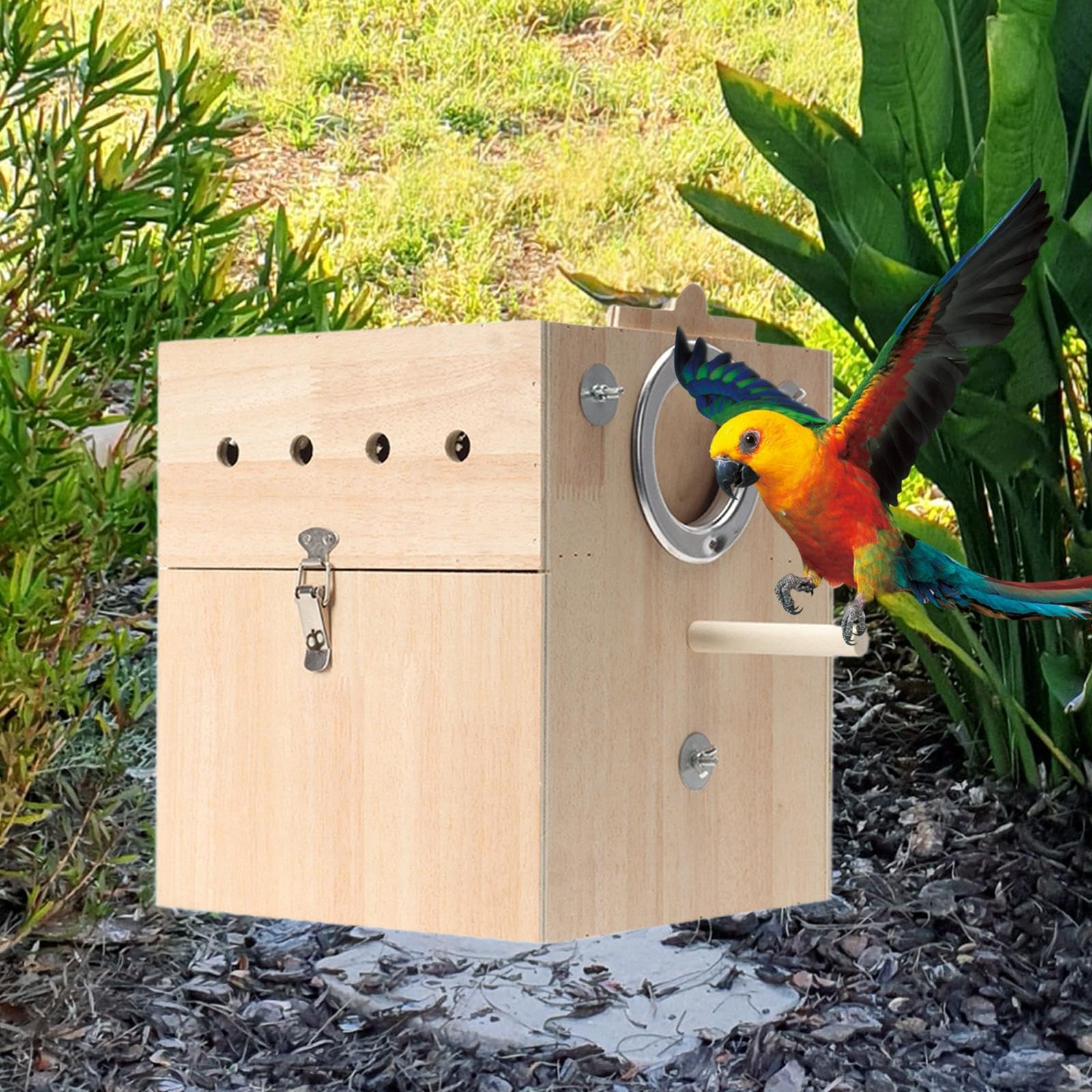 Vogelzuchtkäfig für Papageien, Nistkasten für Finken, Holzhaus für Sittiche, Hängen Gelassen