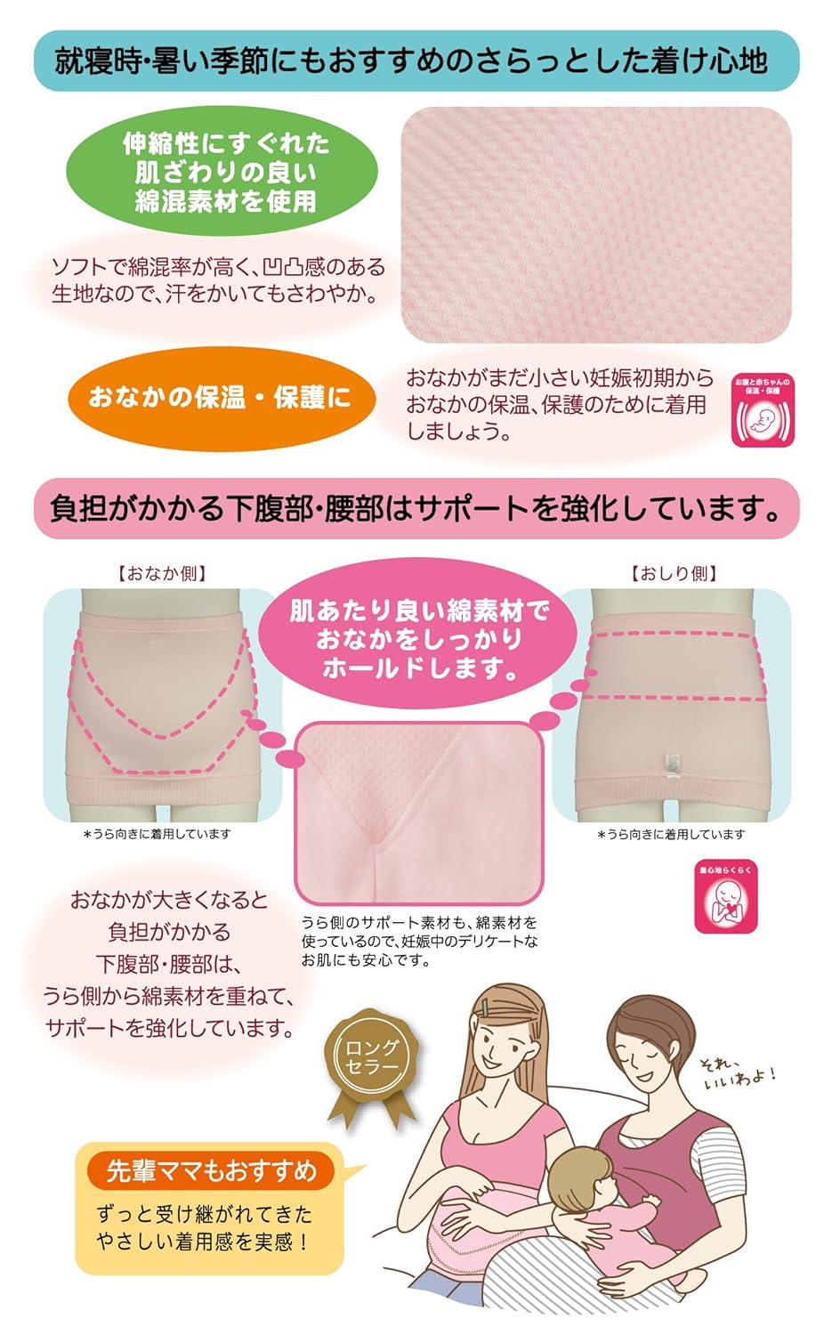 FUN fun Women's Inujirushi Honpo Maternity Pregnancy Belt Belly Band Cotton M Pink