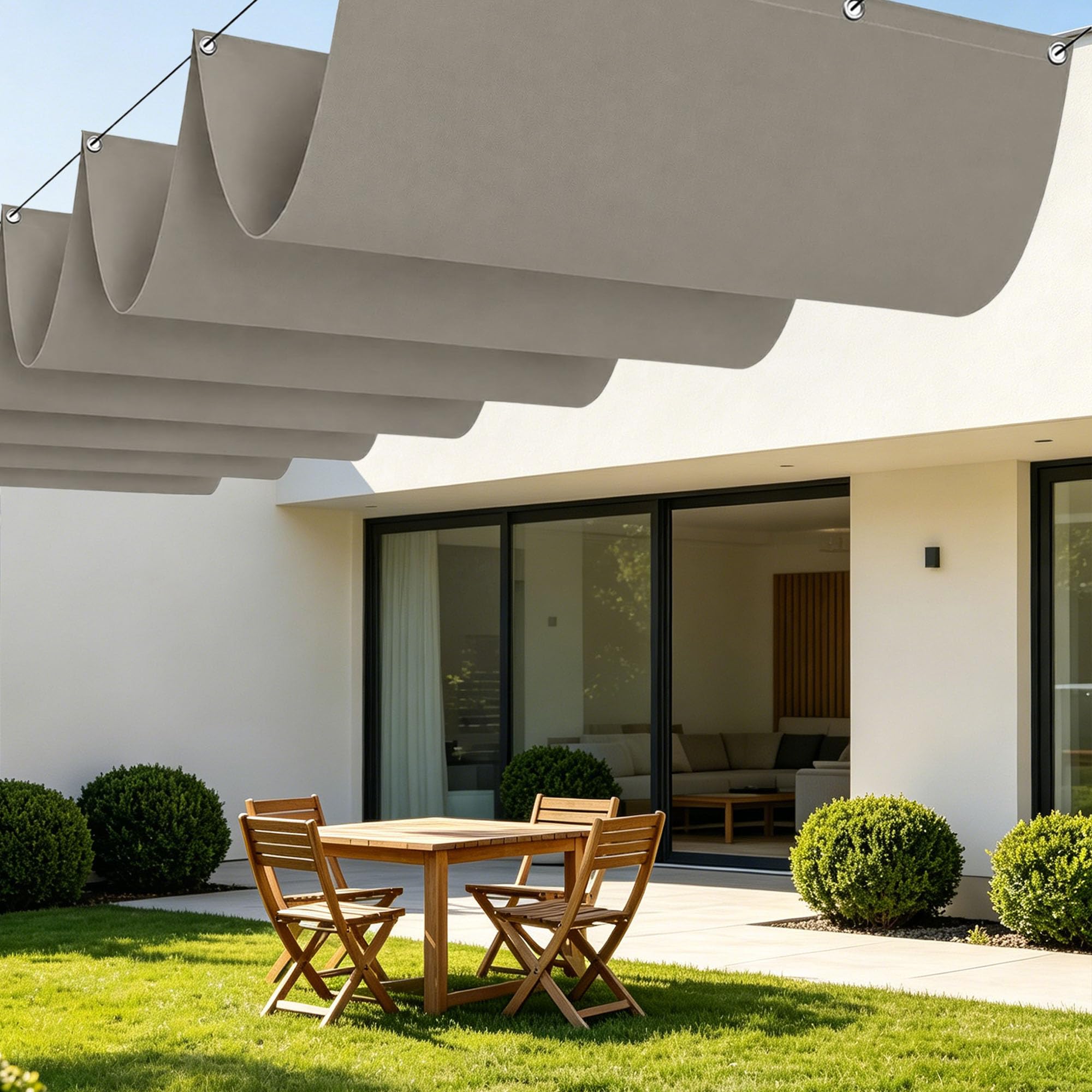 Voile d'ombrage rétractable 450x250 imperméable rectangulaire grand format