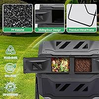 Vista 5 de Athena Collection Vaso de compost, 2 cámaras de compostaje doble de 21.5 galones para exteriores, fácil giro y rotación rápida con 2 puertas