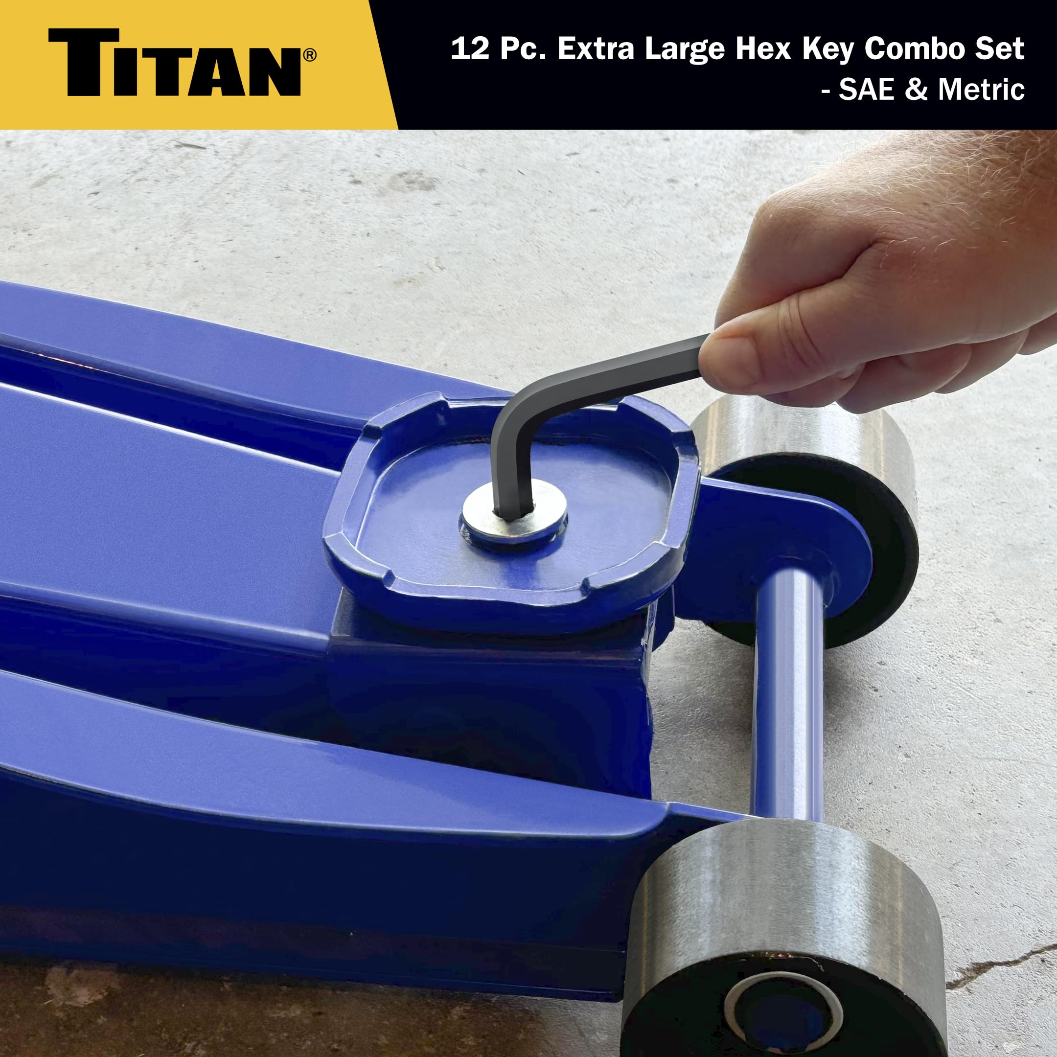 Titan 12775 Jeu de 12 clés hexagonales SAE et métriques Jumbo