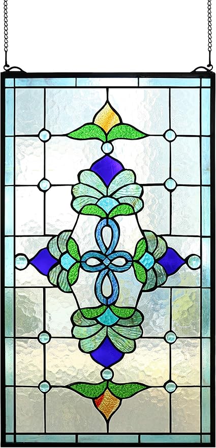 Yogoart Tiffany Style paneles de ventana de vidrio de color de 38.8 cm de ancho por 66.0 cm de altura paneles de ventana para colgar