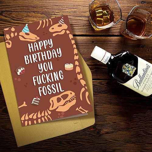 Miniatura 6 de Divertida tarjeta de cumpleaños para ancianos, diseño de fósiles de dinosaurio, tarjeta de cumpleaños grosera para ancianos