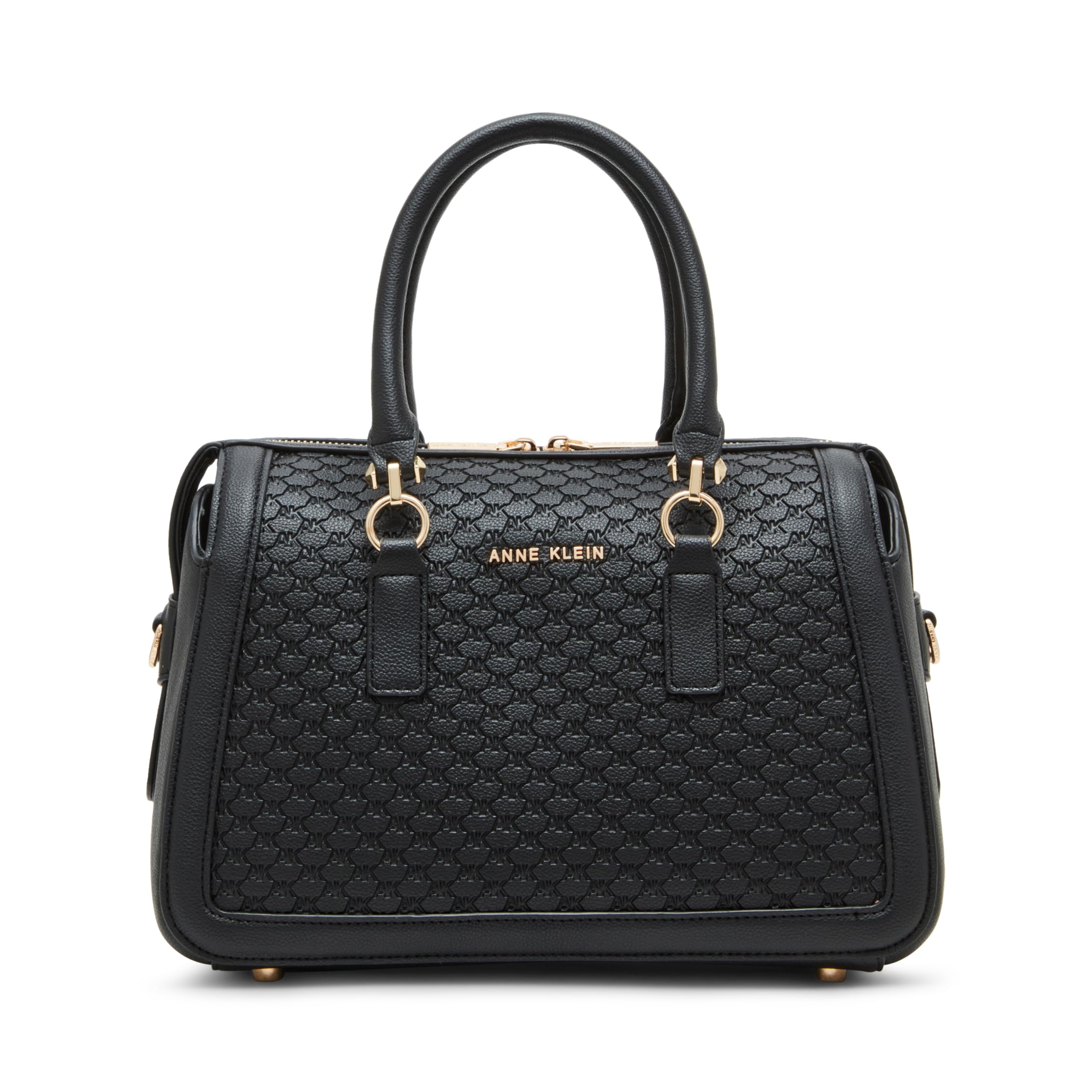 Anne☆ Anne Klein Women's Embossed Ak Logo Top Zip Satchel, Black