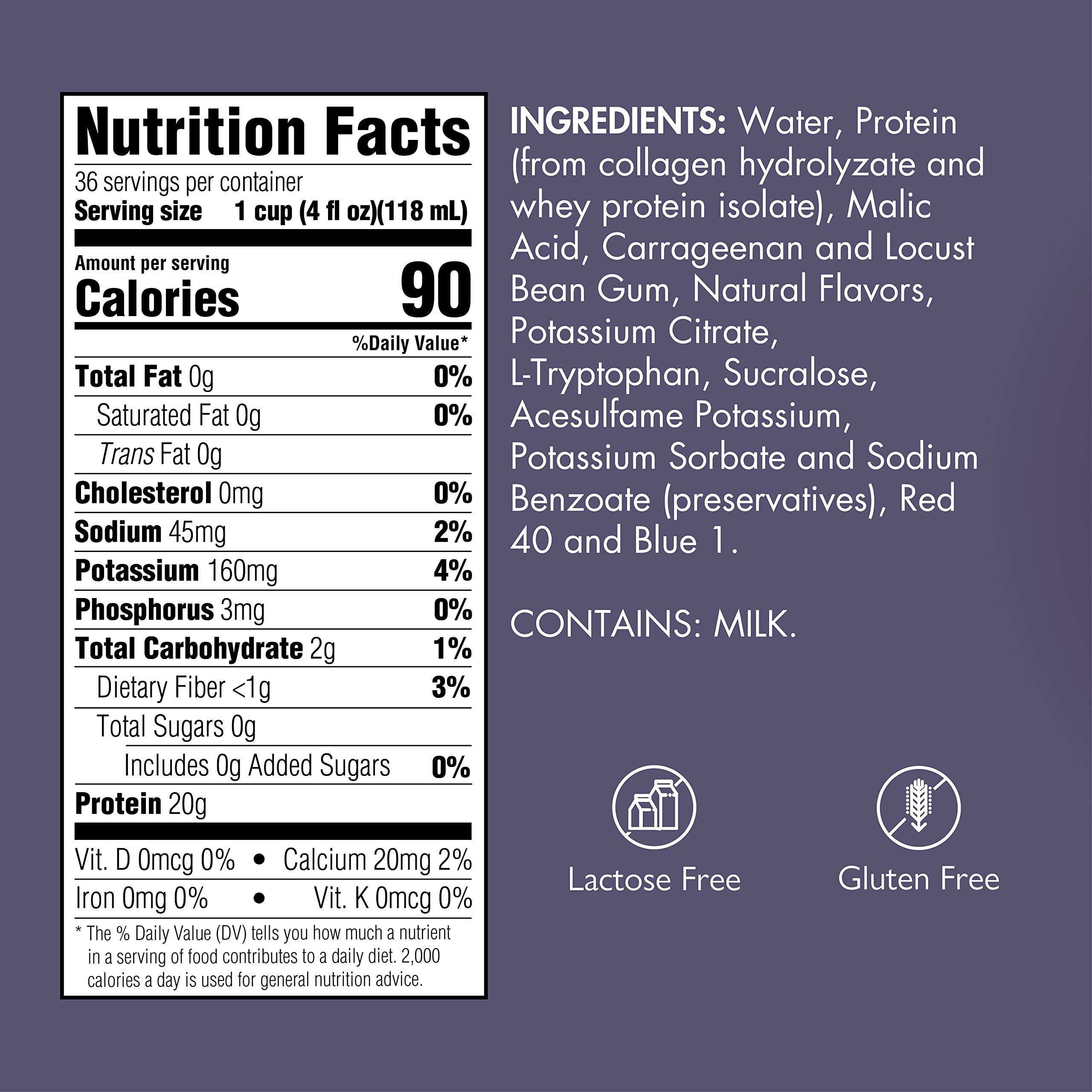 Medtrition Gelatein Grape- High Protein, Sugar Free Gelatin with 20 grams of protein | Ideal for clear liquid diets, swallowing difficulties, bariatric, dialysis and oncology (36 Servings)