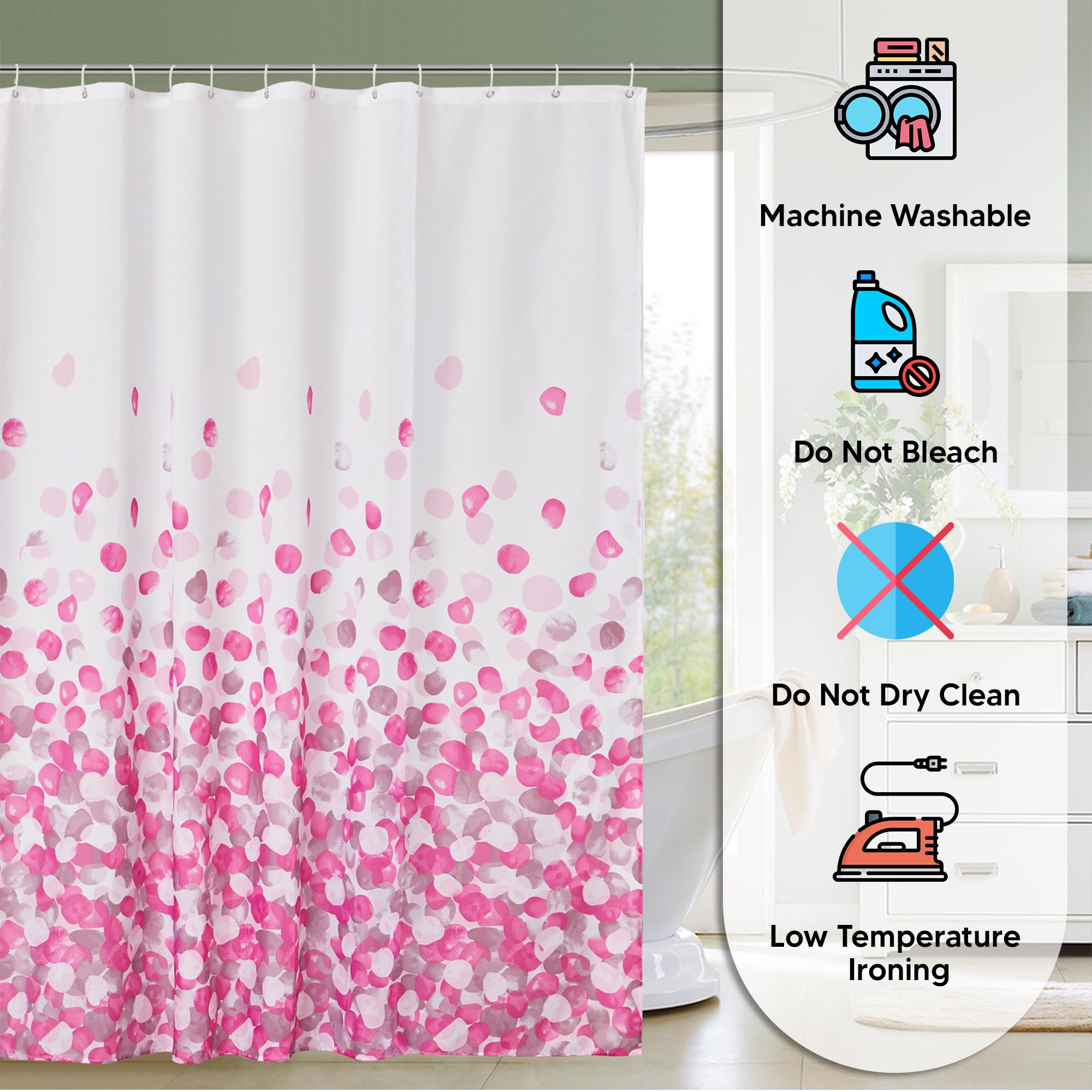 WedDecor Bathroom Shower Curtain Waterproof Mould Free Mildew Resistant - Image 3